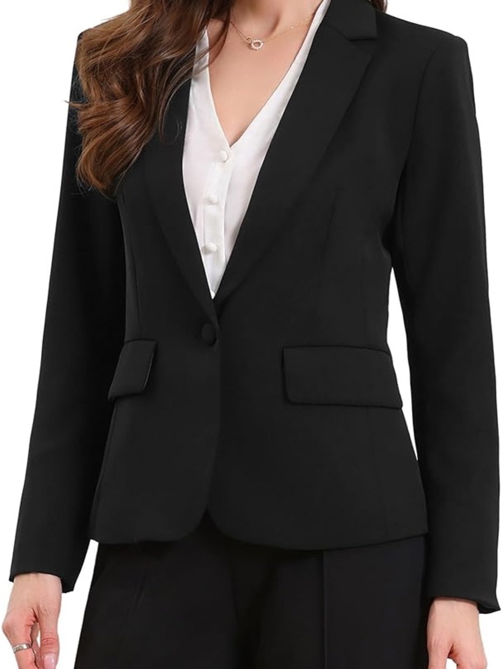 Allegra K Women's Black Single-Button Tailored Blazer